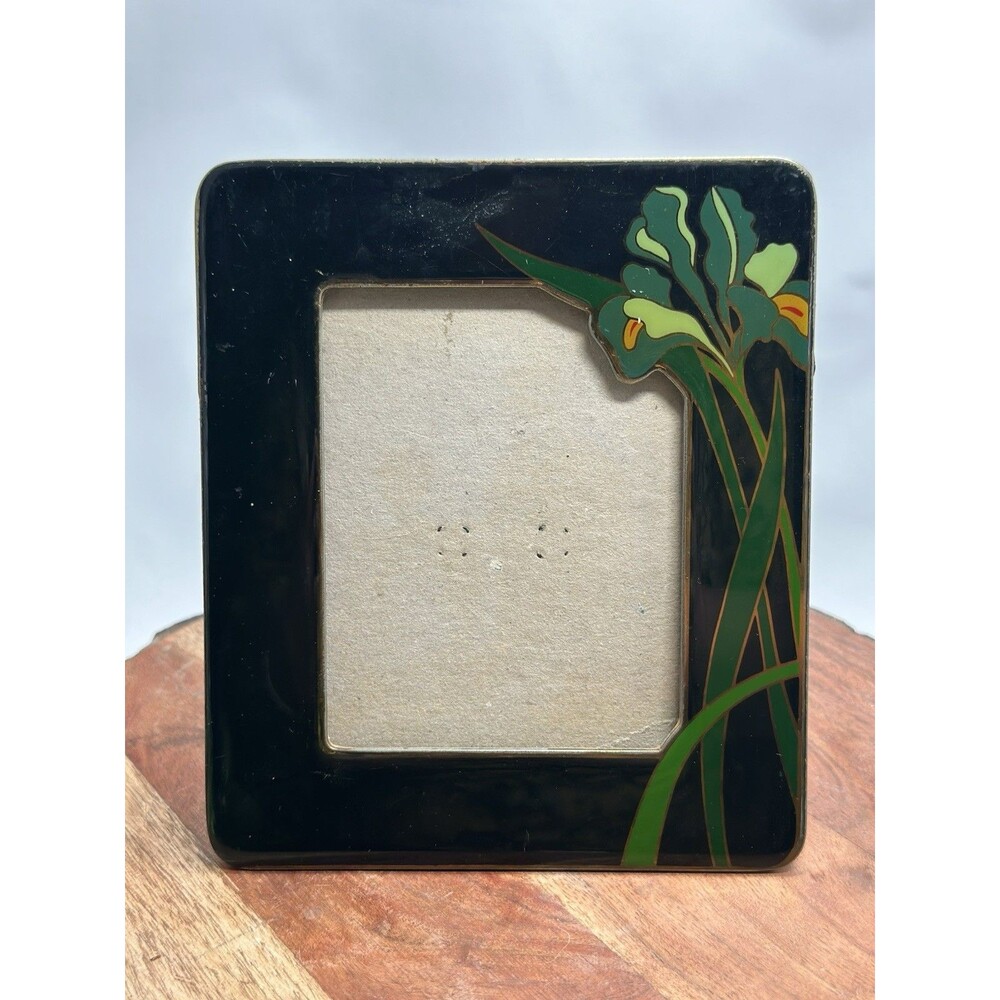 Cloisonne' Enamel Lily Photo Picture Frame Free Standing Easel